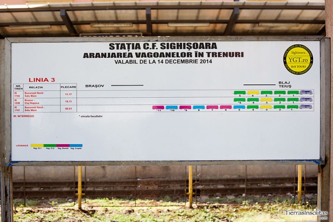 panel informativo viajar en tren por rumanía
