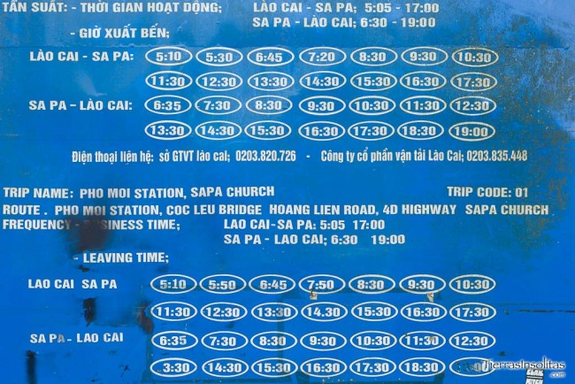 horario autobus lao cai sapa