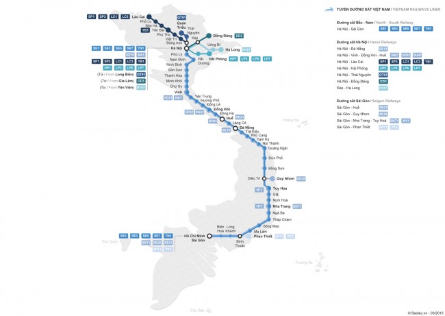 mapa rutas trenes en vietnam