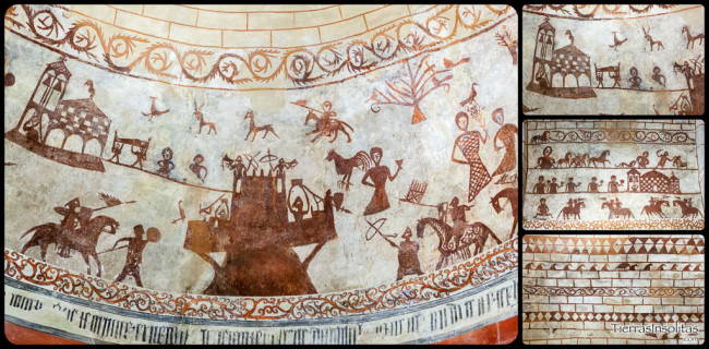 detalle escenas bélicas en la iglesia de alaiza