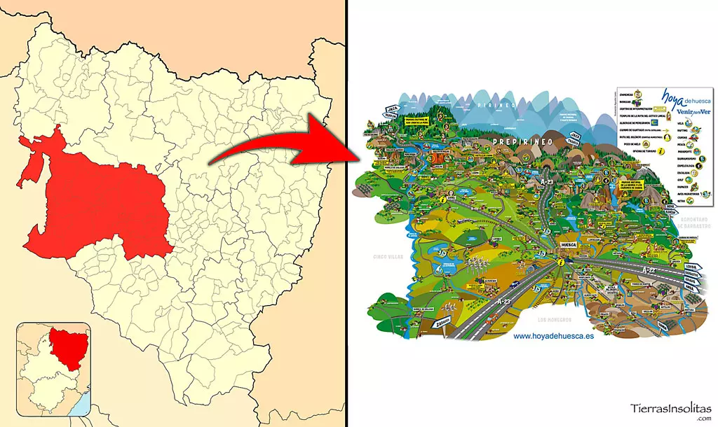 mapa localización comarca la hoya de huesca