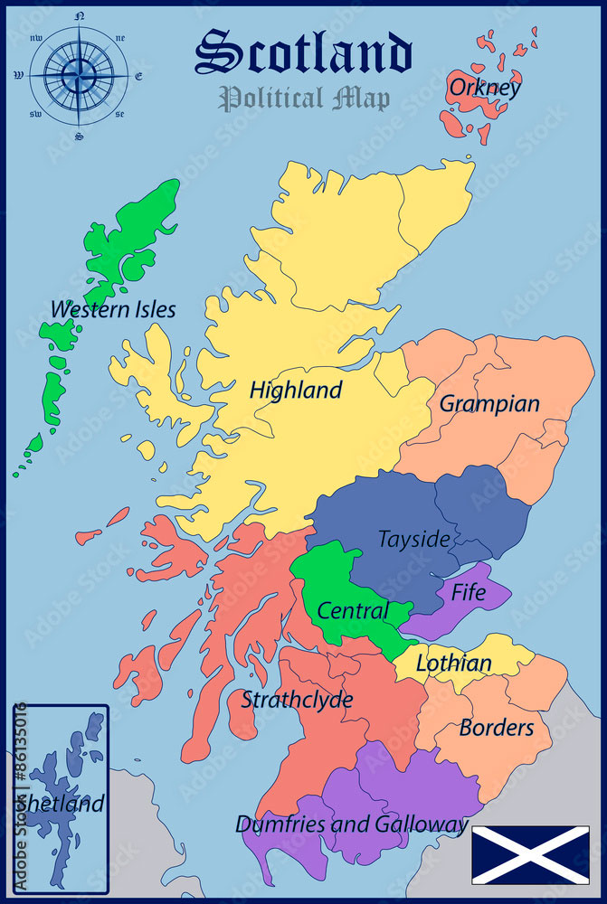 mapa antiguas regiones escocia