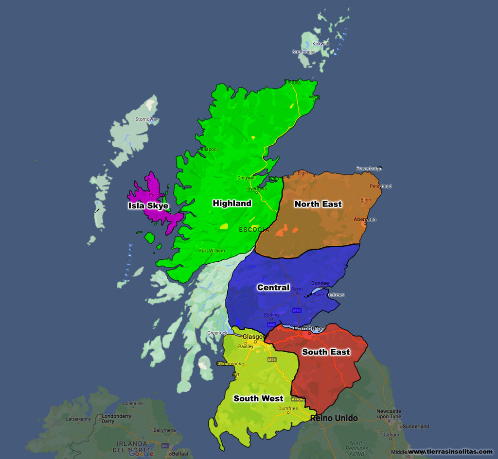 mapa zonas turisticas 
escocia